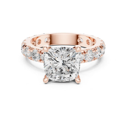Cushion Lab Grown Diamond Pave Engagement Ring