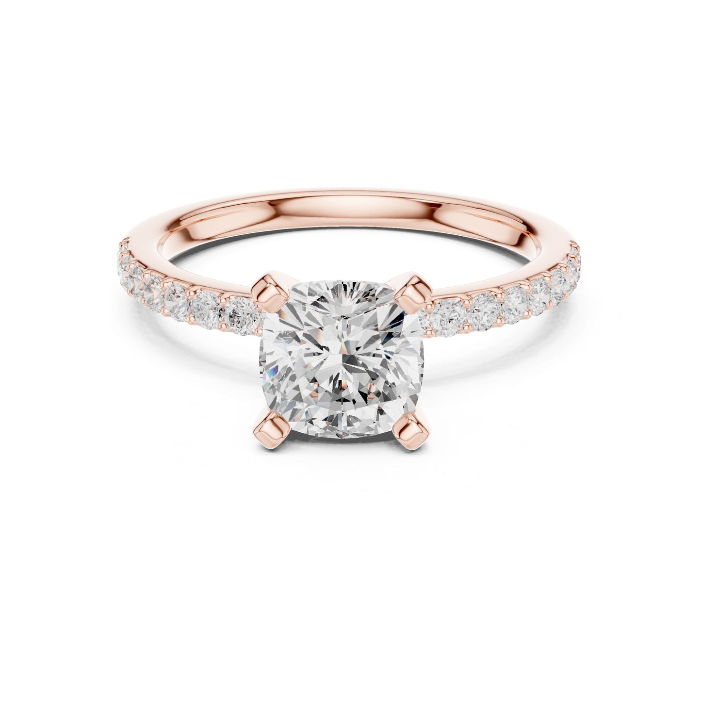 Cushion Lab Grown Diamond Pave Engagement Ring