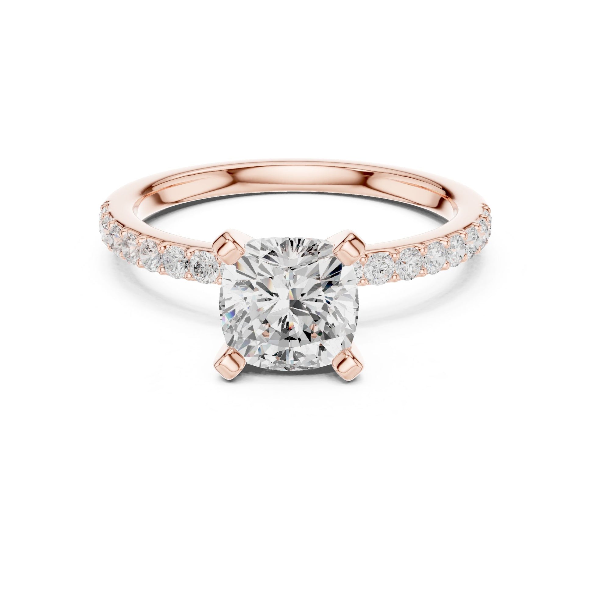 Cushion Lab Grown Diamond Pave Engagement Ring