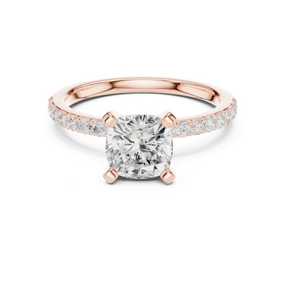 Cushion Lab Grown Diamond Pave Engagement Ring