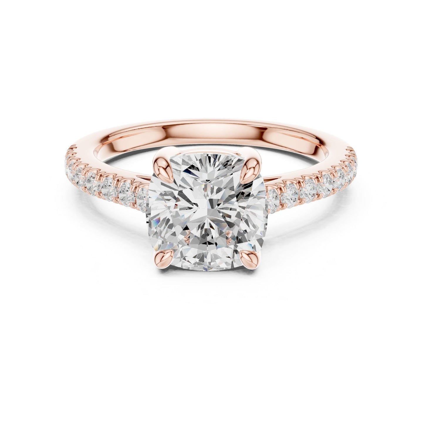 Cushion Lab Grown Diamond Pave Engagement Ring