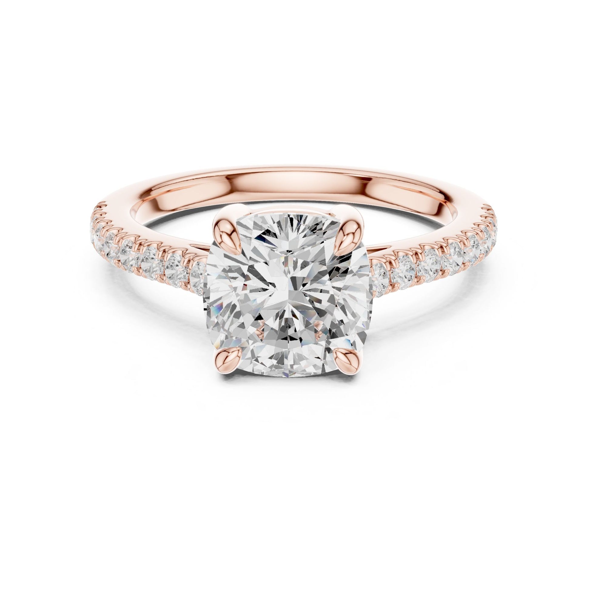 Cushion Lab Grown Diamond Pave Engagement Ring