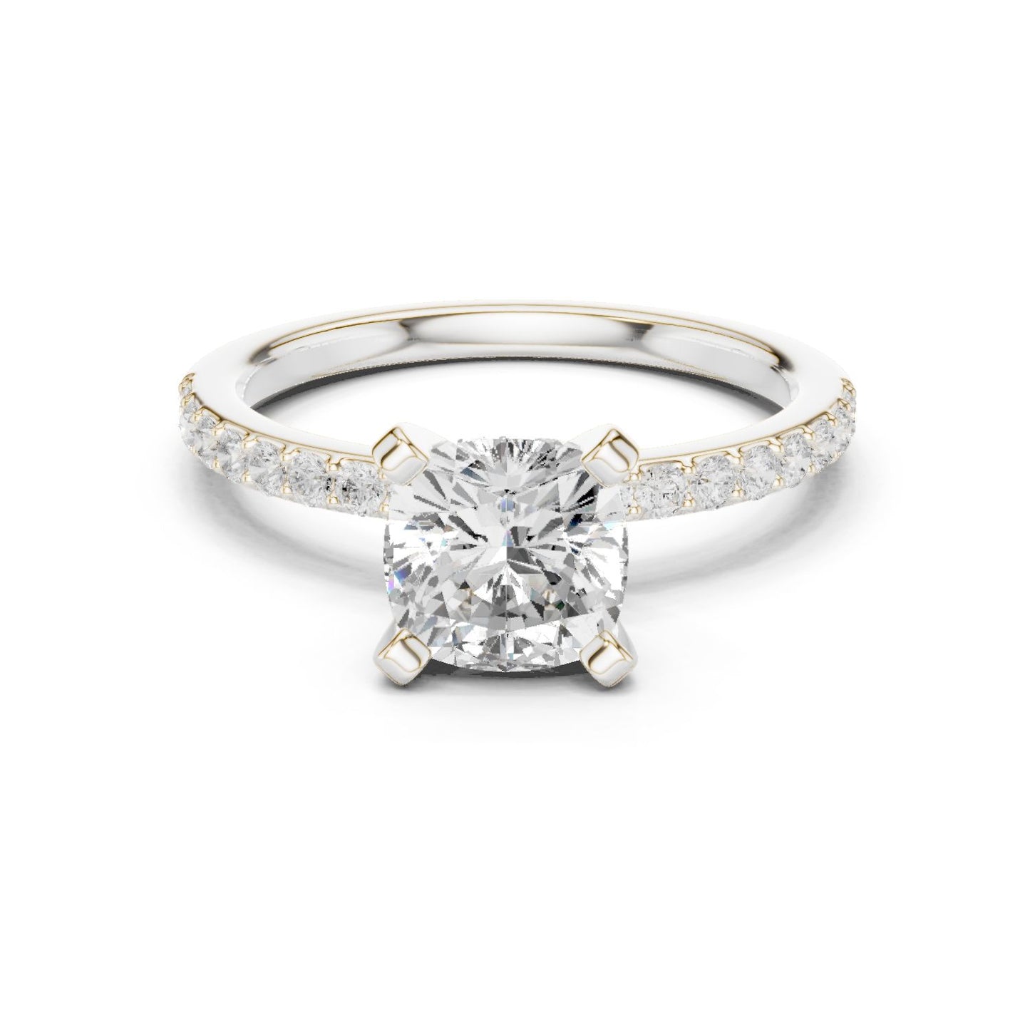 Cushion Lab Grown Diamond Pave Engagement Ring