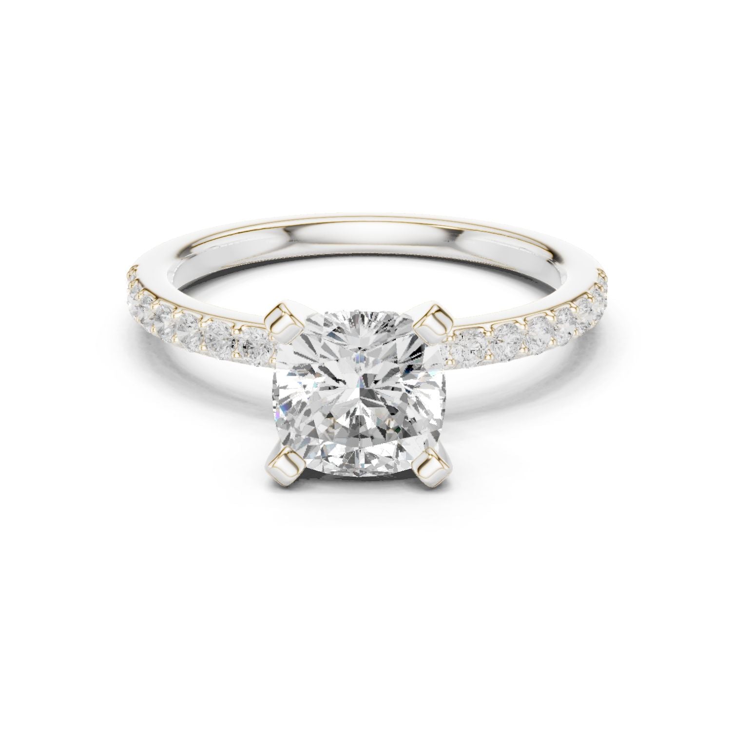 Cushion Lab Grown Diamond Pave Engagement Ring