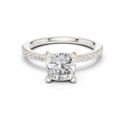 Cushion Lab Grown Diamond Pave Engagement Ring