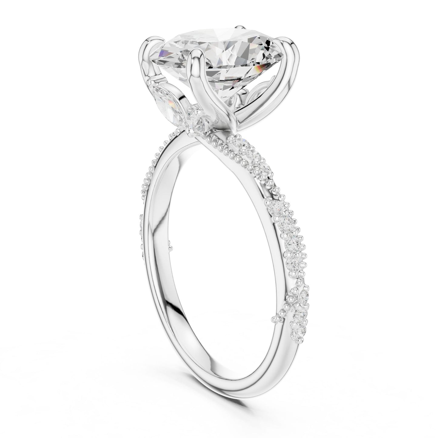 Cushion Lab Grown Diamond Pave Engagement Ring