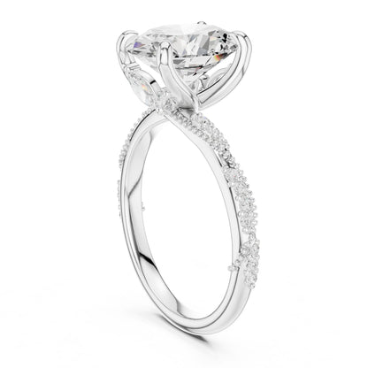 Cushion Lab Grown Diamond Pave Engagement Ring