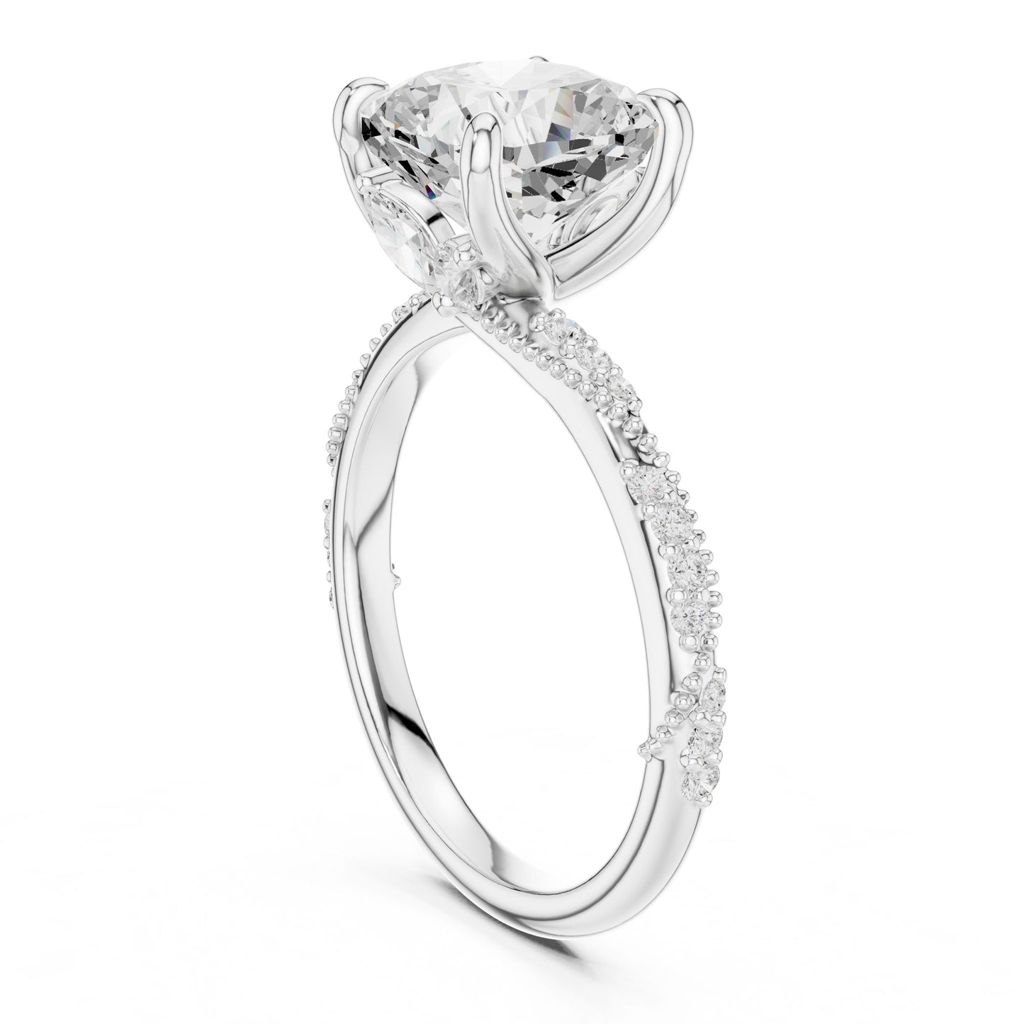 Cushion Lab Grown Diamond Pave Engagement Ring