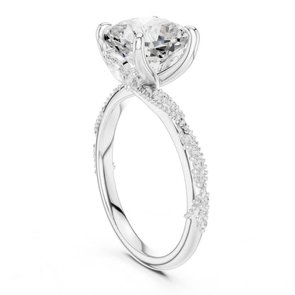 Cushion Lab Grown Diamond Pave Engagement Ring