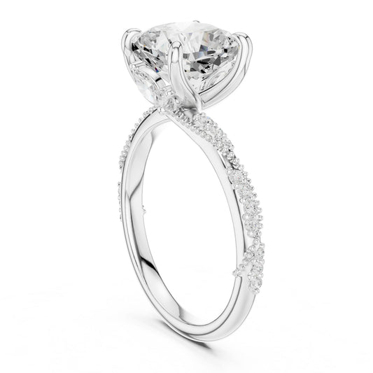 Cushion Lab Grown Diamond Pave Engagement Ring