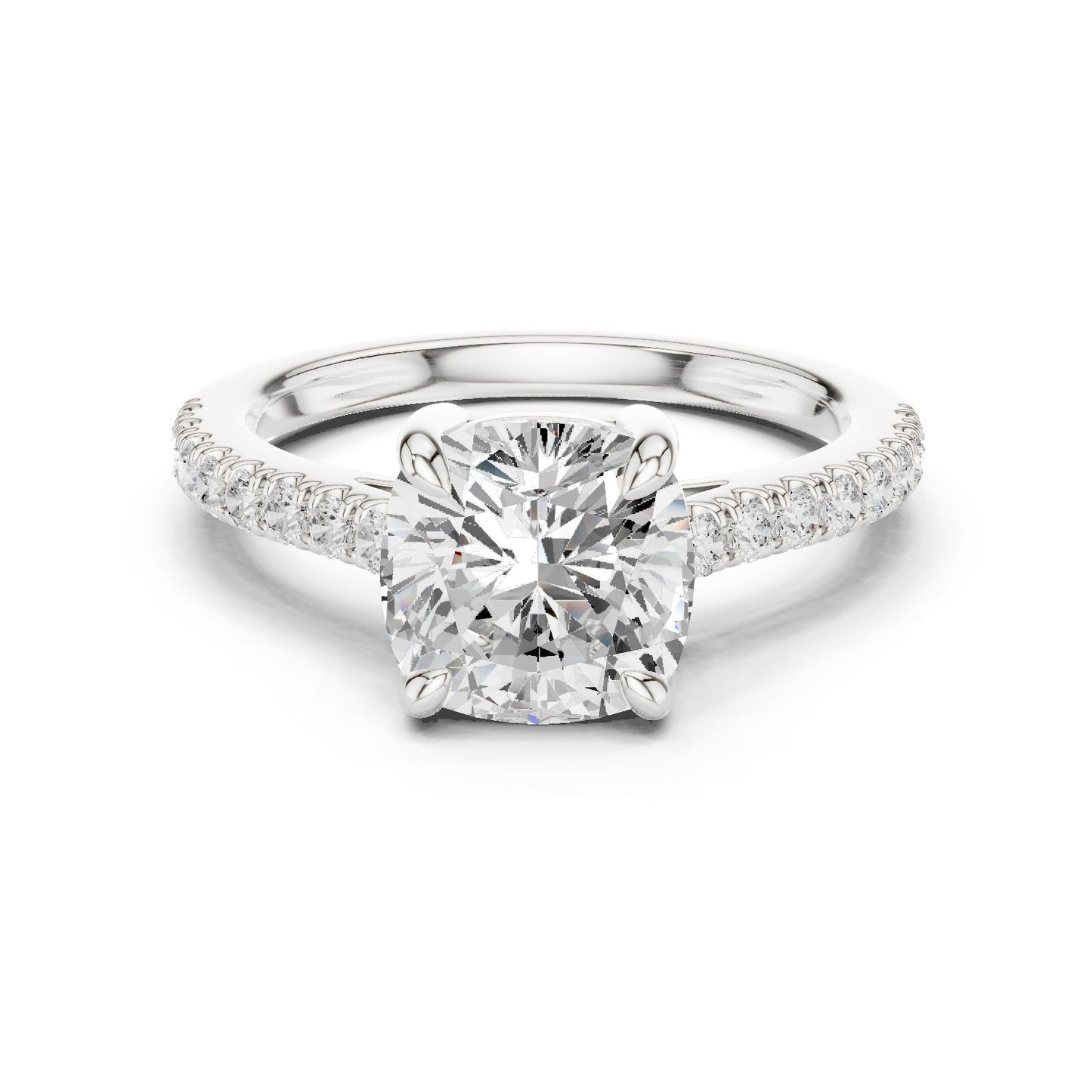Cushion Lab Grown Diamond Pave Engagement Ring