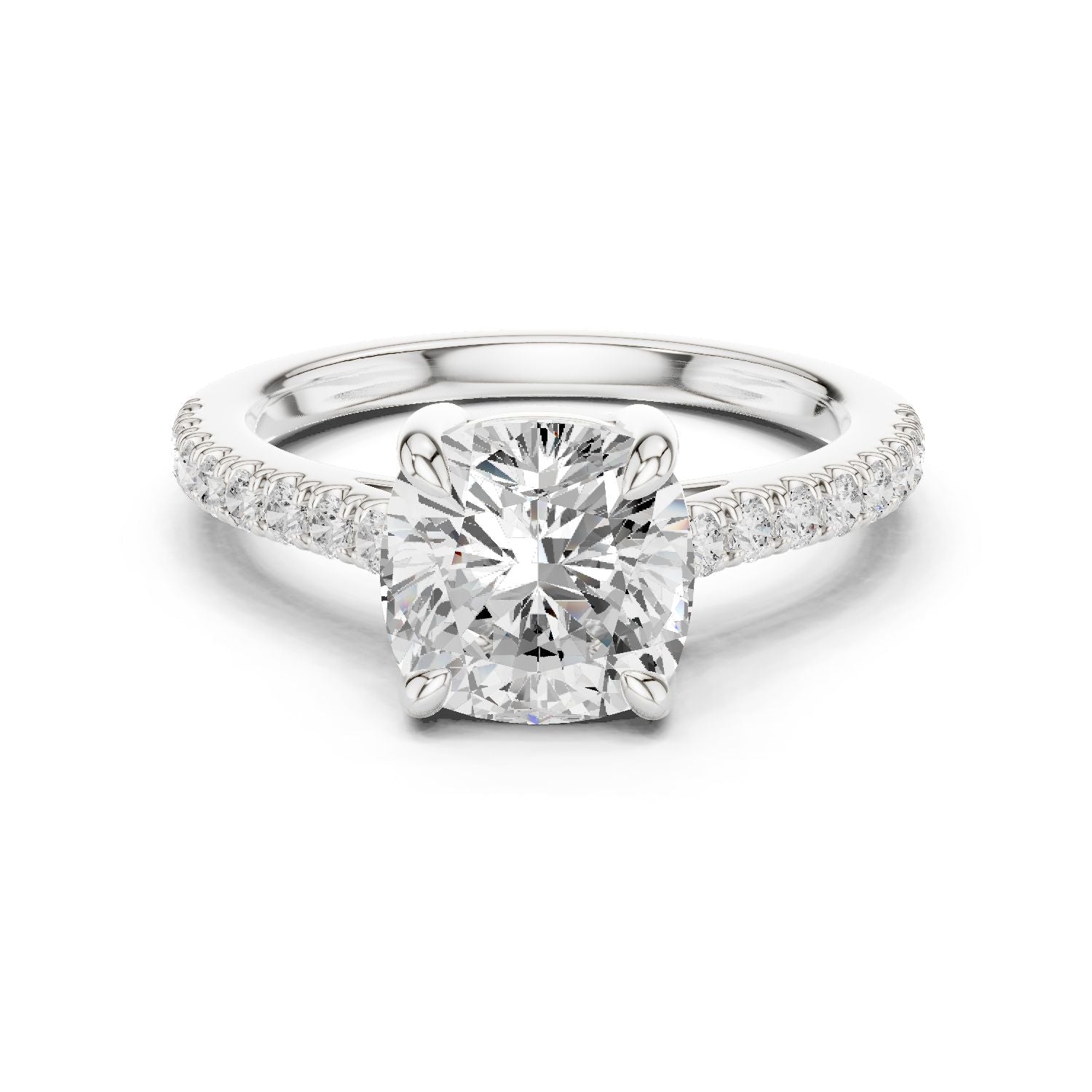 Cushion Lab Grown Diamond Pave Engagement Ring