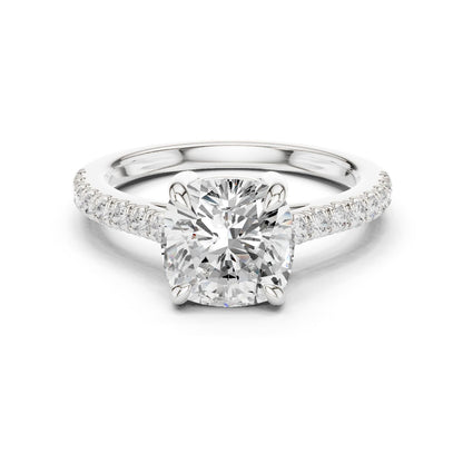 Cushion Lab Grown Diamond Pave Engagement Ring