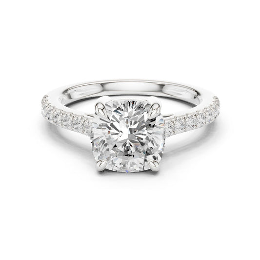 Cushion Lab Grown Diamond Pave Engagement Ring