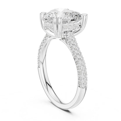 Cushion Lab Grown Diamond Pave Engagement Ring