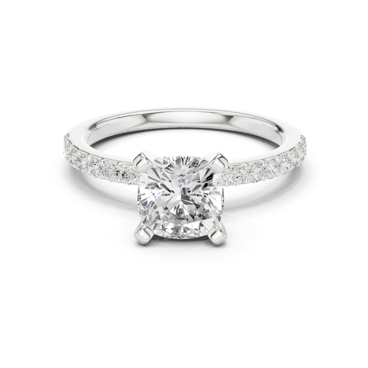 Cushion Lab Grown Diamond Pave Engagement Ring