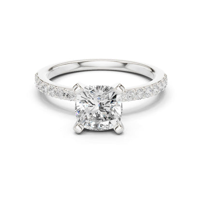 Cushion Lab Grown Diamond Pave Engagement Ring