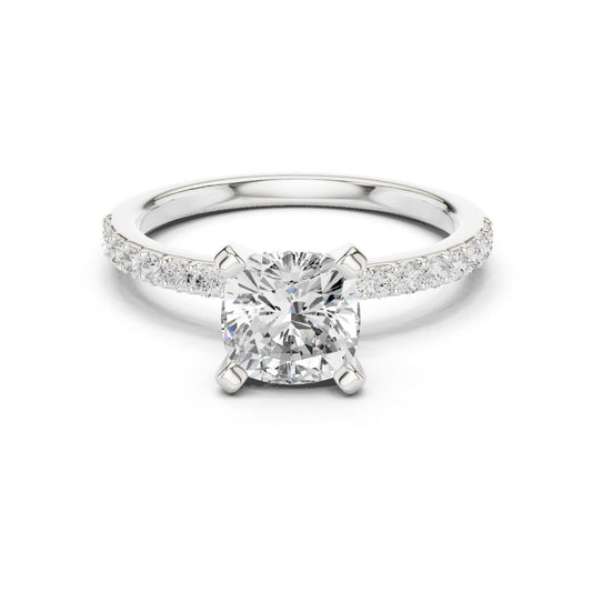 Cushion Lab Grown Diamond Pave Engagement Ring