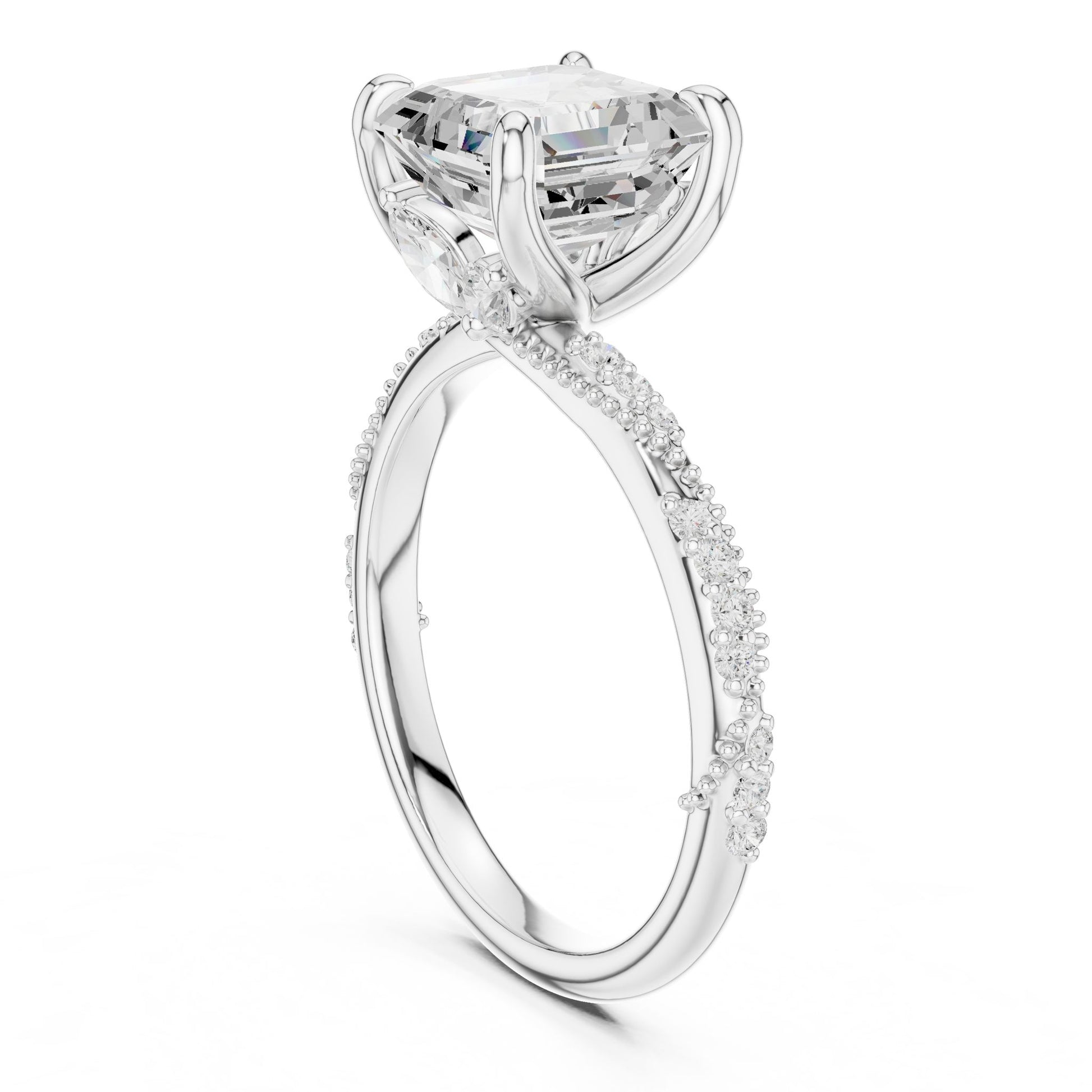 Cushion Lab Grown Diamond Pave Engagement Ring