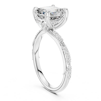 Cushion Lab Grown Diamond Pave Engagement Ring