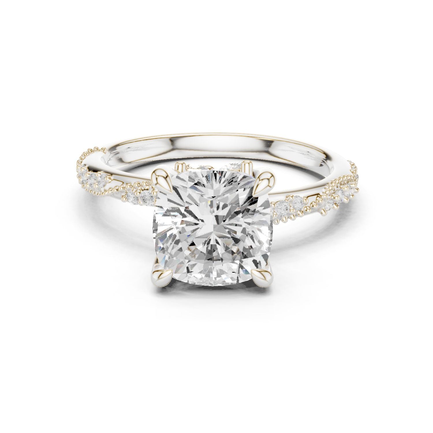 Cushion Lab Grown Diamond Pave Engagement Ring