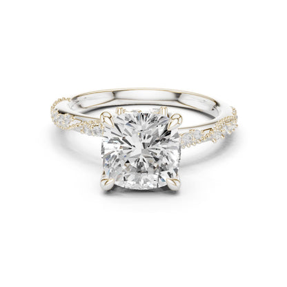 Cushion Lab Grown Diamond Pave Engagement Ring