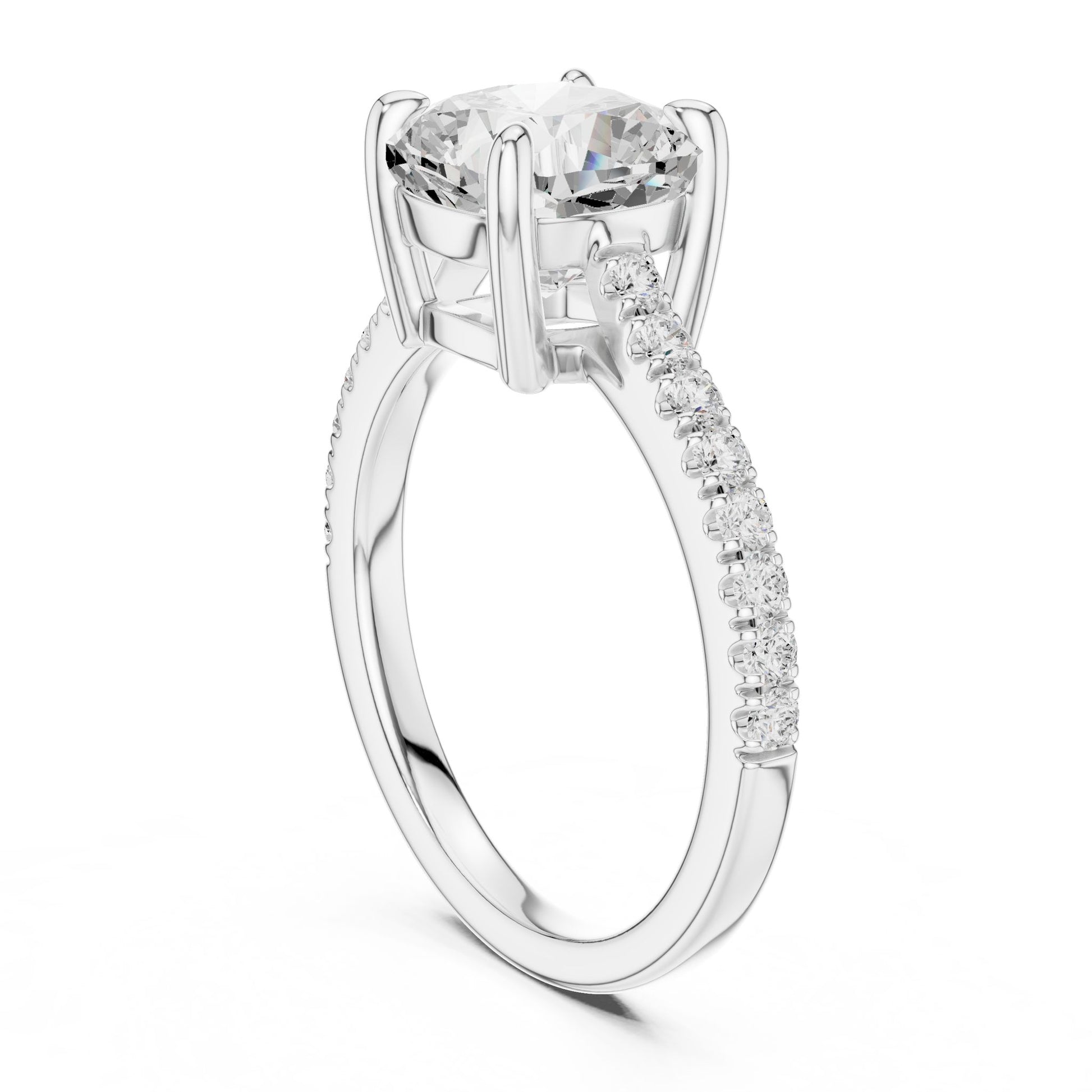 Cushion Lab Grown Diamond Pave Engagement Ring