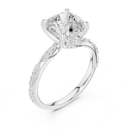 Cushion Lab Grown Diamond Pave Engagement Ring