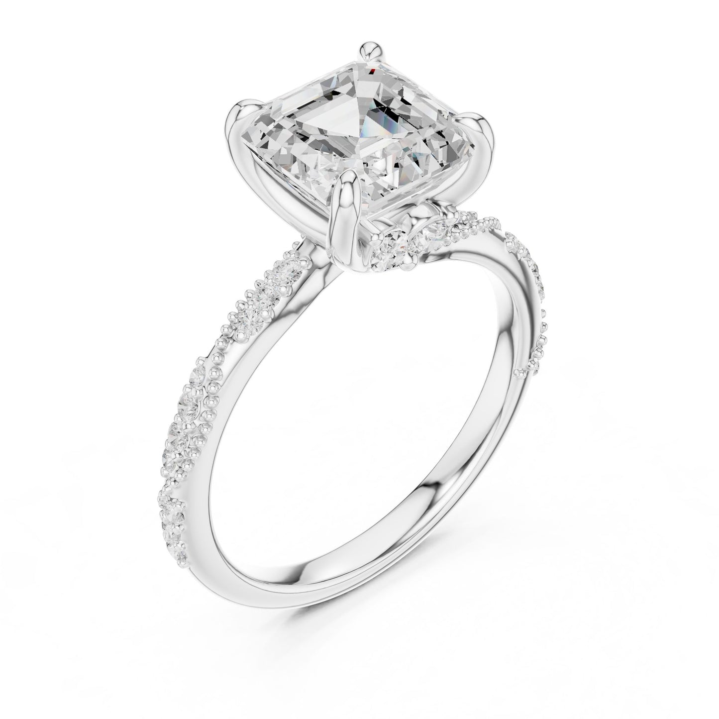 Cushion Lab Grown Diamond Pave Engagement Ring