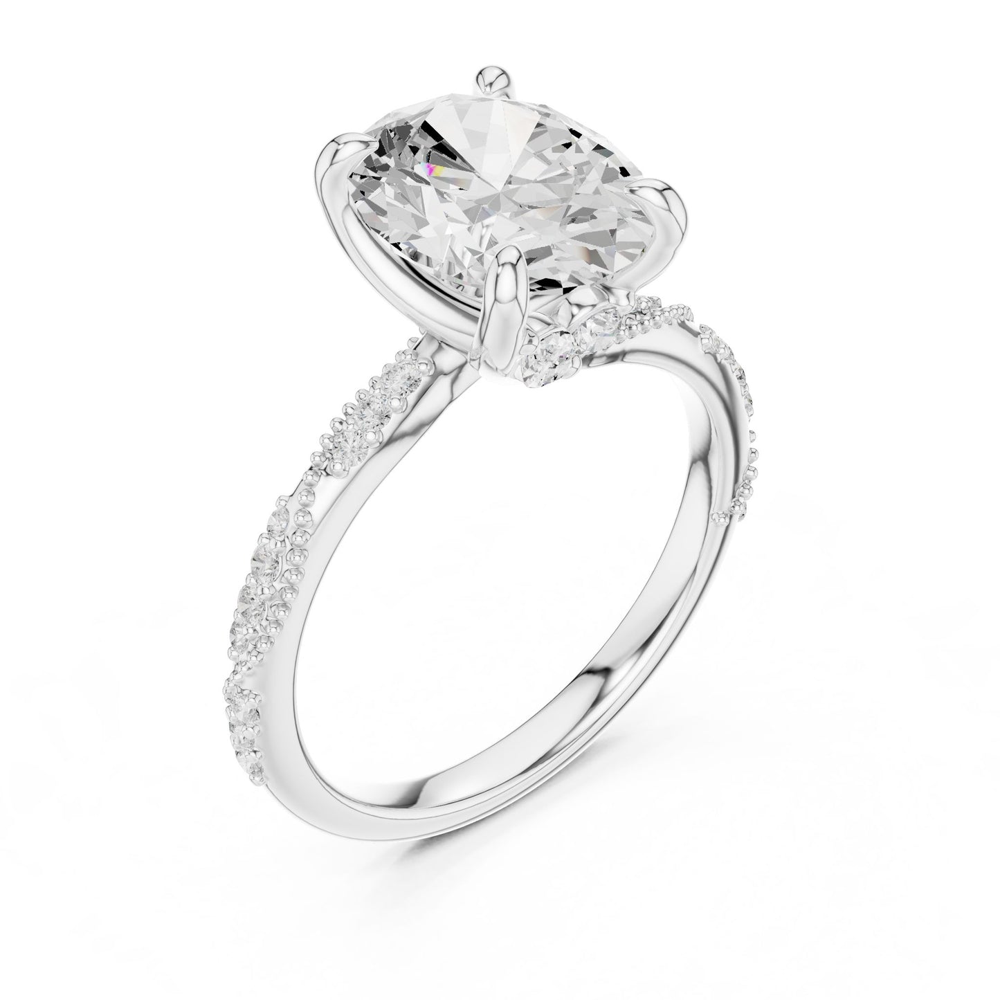 Cushion Lab Grown Diamond Pave Engagement Ring