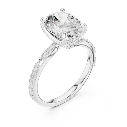 Cushion Lab Grown Diamond Pave Engagement Ring