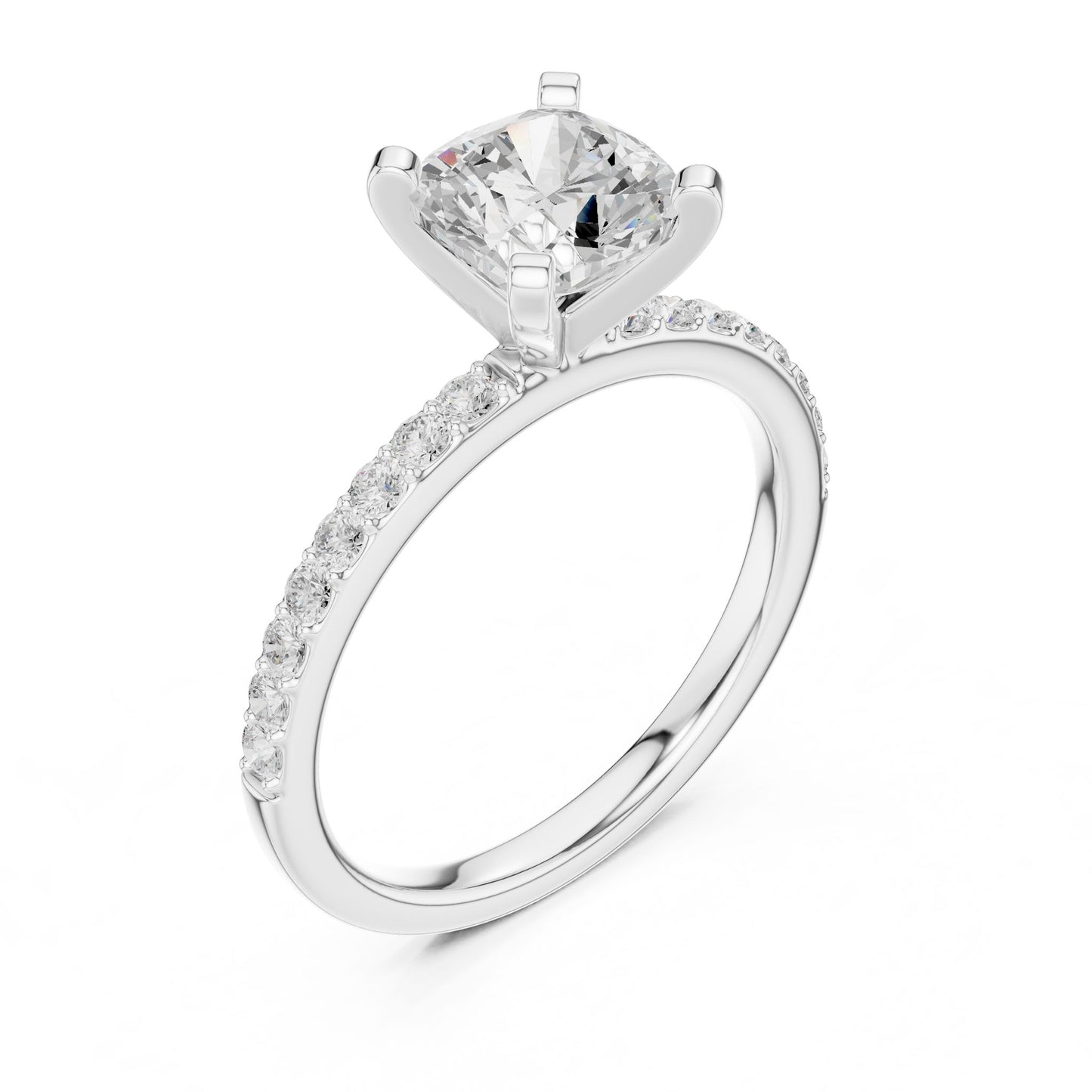 Cushion Lab Grown Diamond Pave Engagement Ring