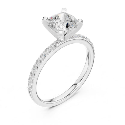 Cushion Lab Grown Diamond Pave Engagement Ring