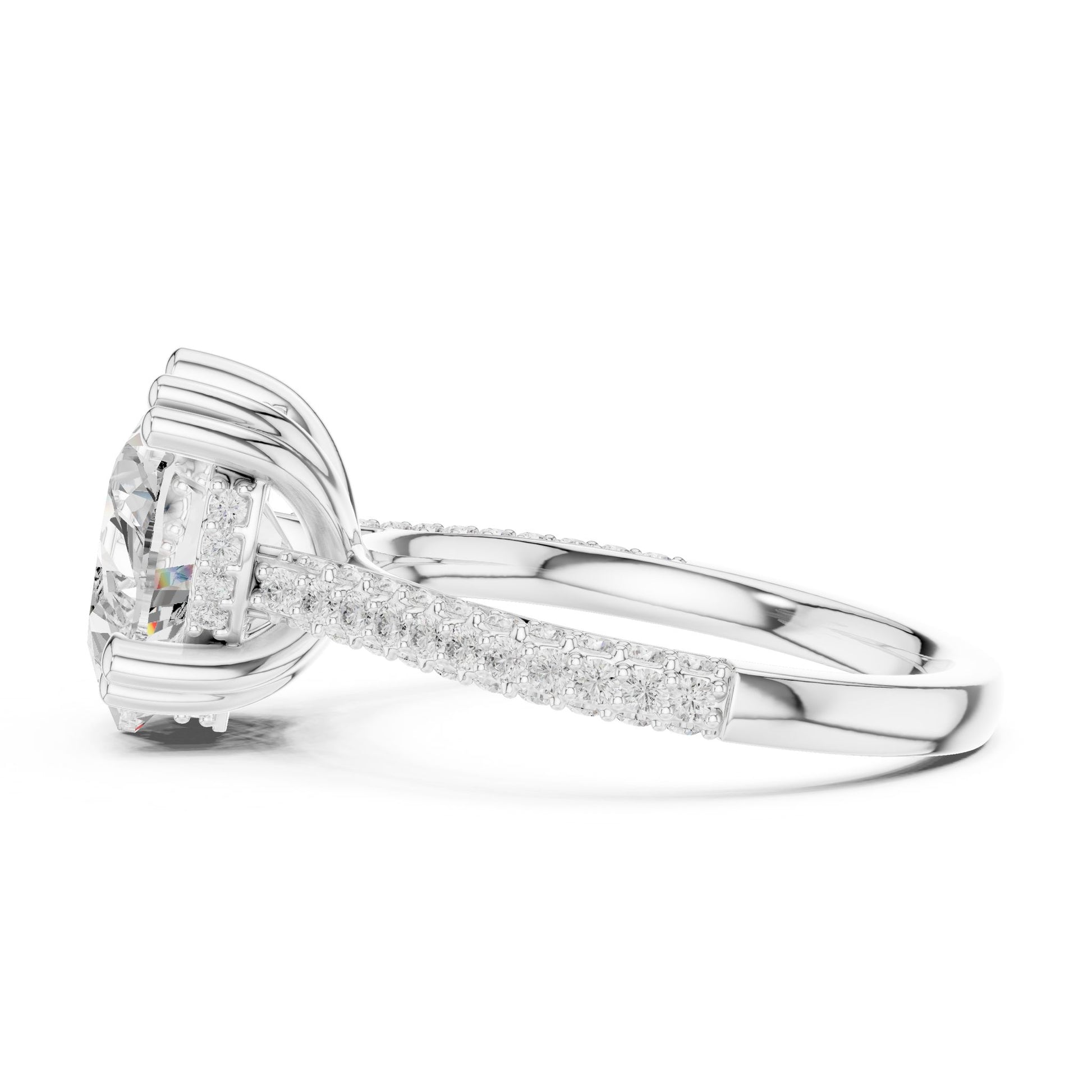 Cushion Lab Grown Diamond Pave Engagement Ring