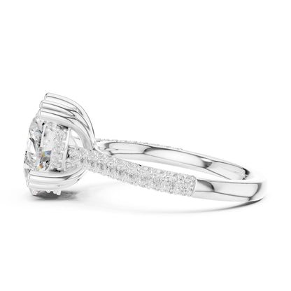 Cushion Lab Grown Diamond Pave Engagement Ring