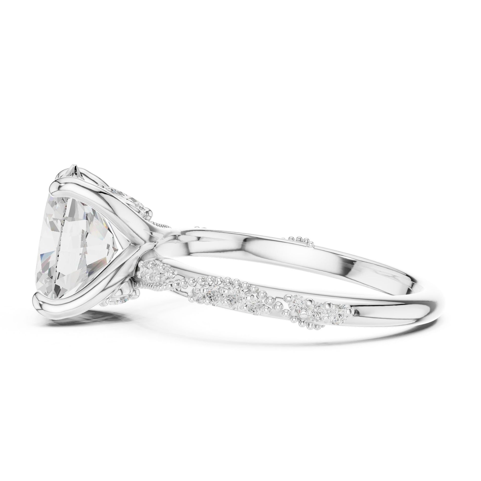 Cushion Lab Grown Diamond Pave Engagement Ring