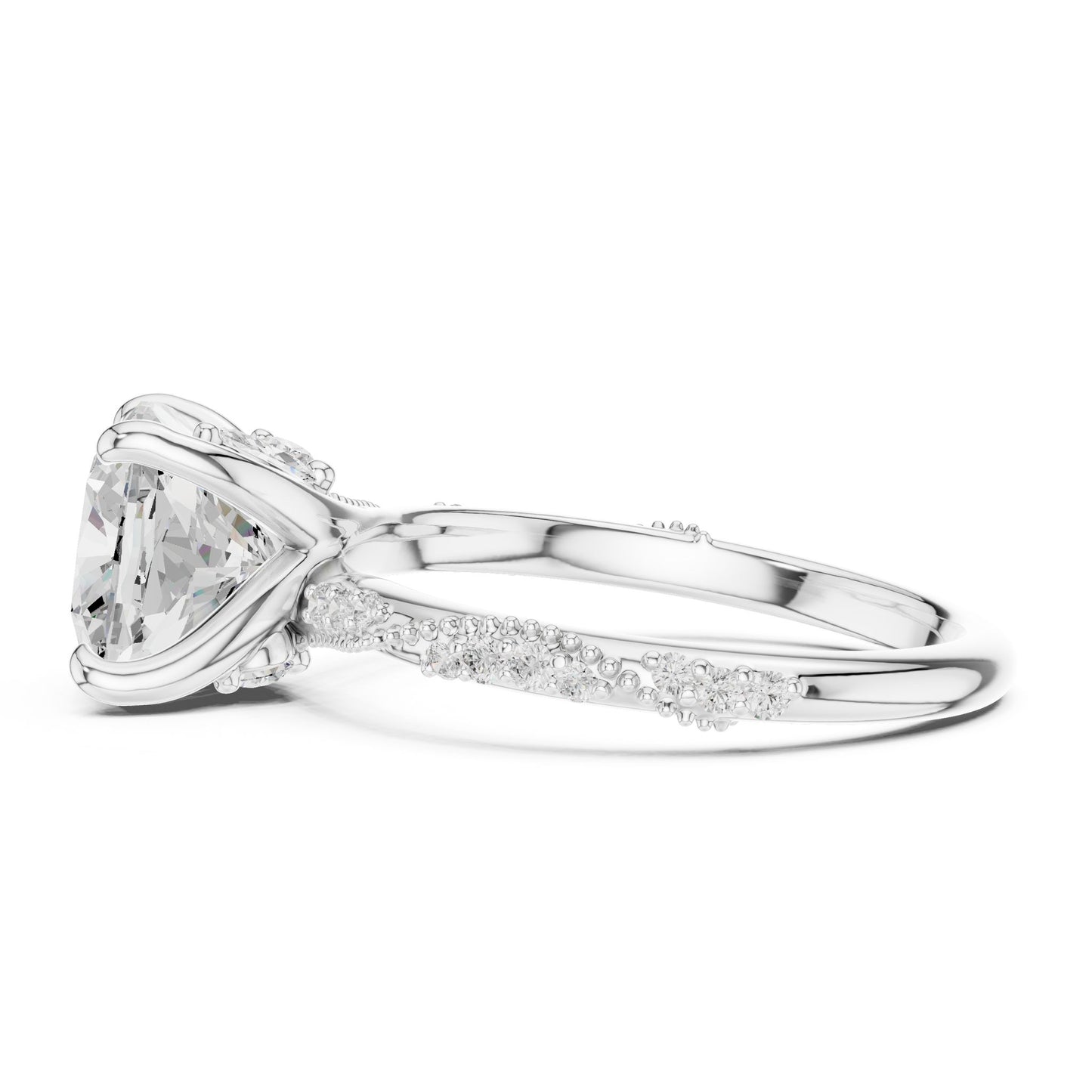 Cushion Lab Grown Diamond Pave Engagement Ring