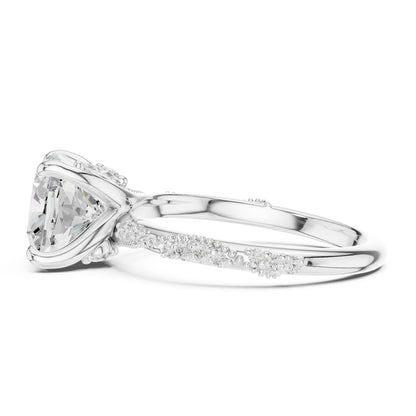 Cushion Lab Grown Diamond Pave Engagement Ring