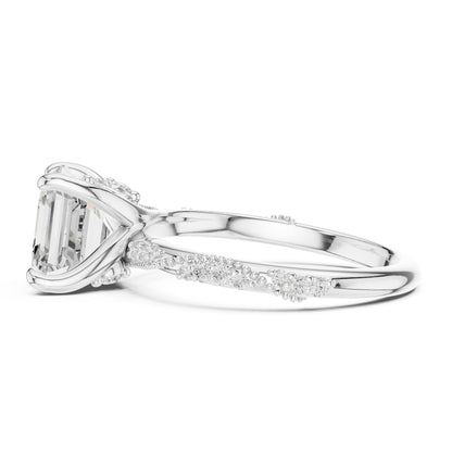 Cushion Lab Grown Diamond Pave Engagement Ring