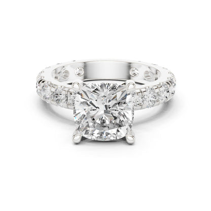 Cushion Lab Grown Diamond Pave Engagement Ring