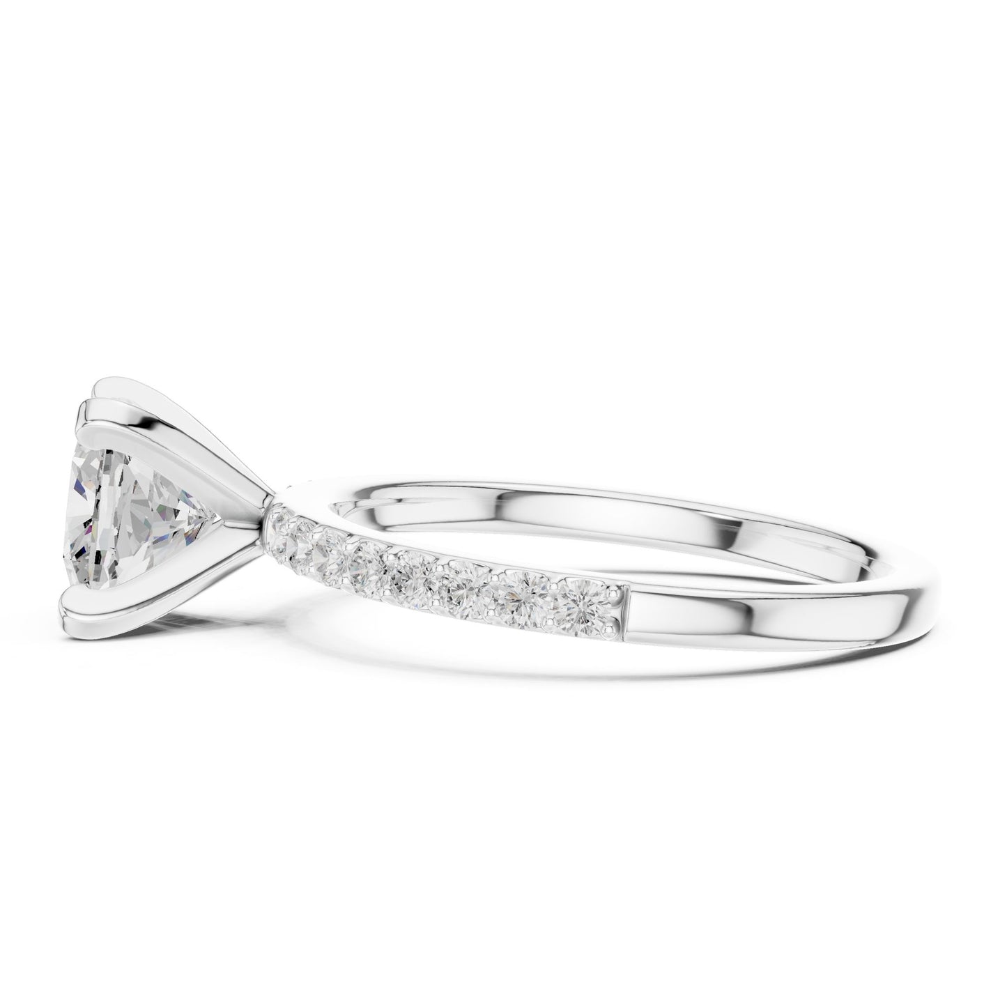Cushion Lab Grown Diamond Pave Engagement Ring