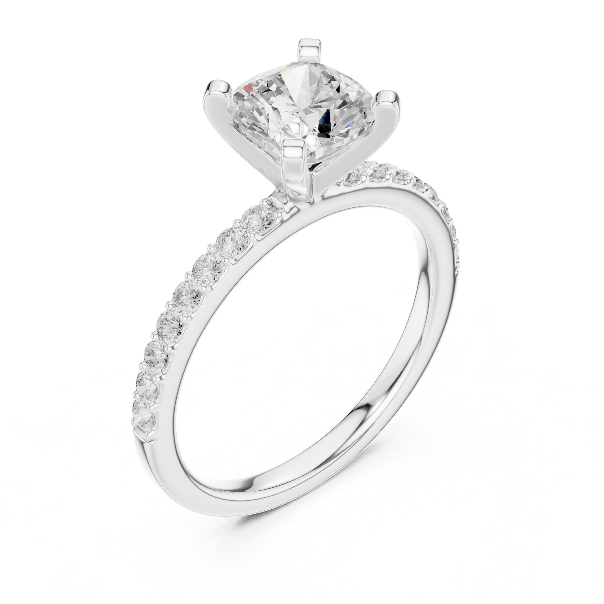 Cushion Lab Grown Diamond Pave Engagement Ring