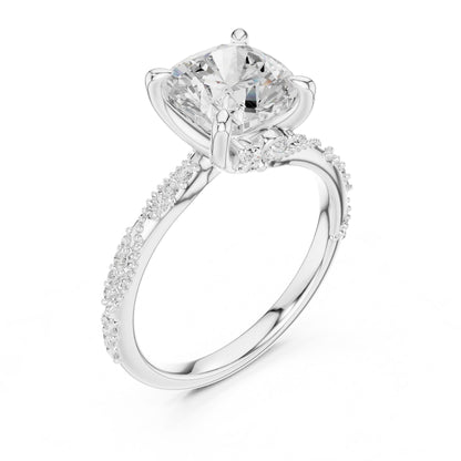 Cushion Lab Grown Diamond Pave Engagement Ring