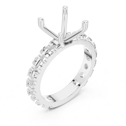 Cushion Lab Grown Diamond Pave Engagement Ring