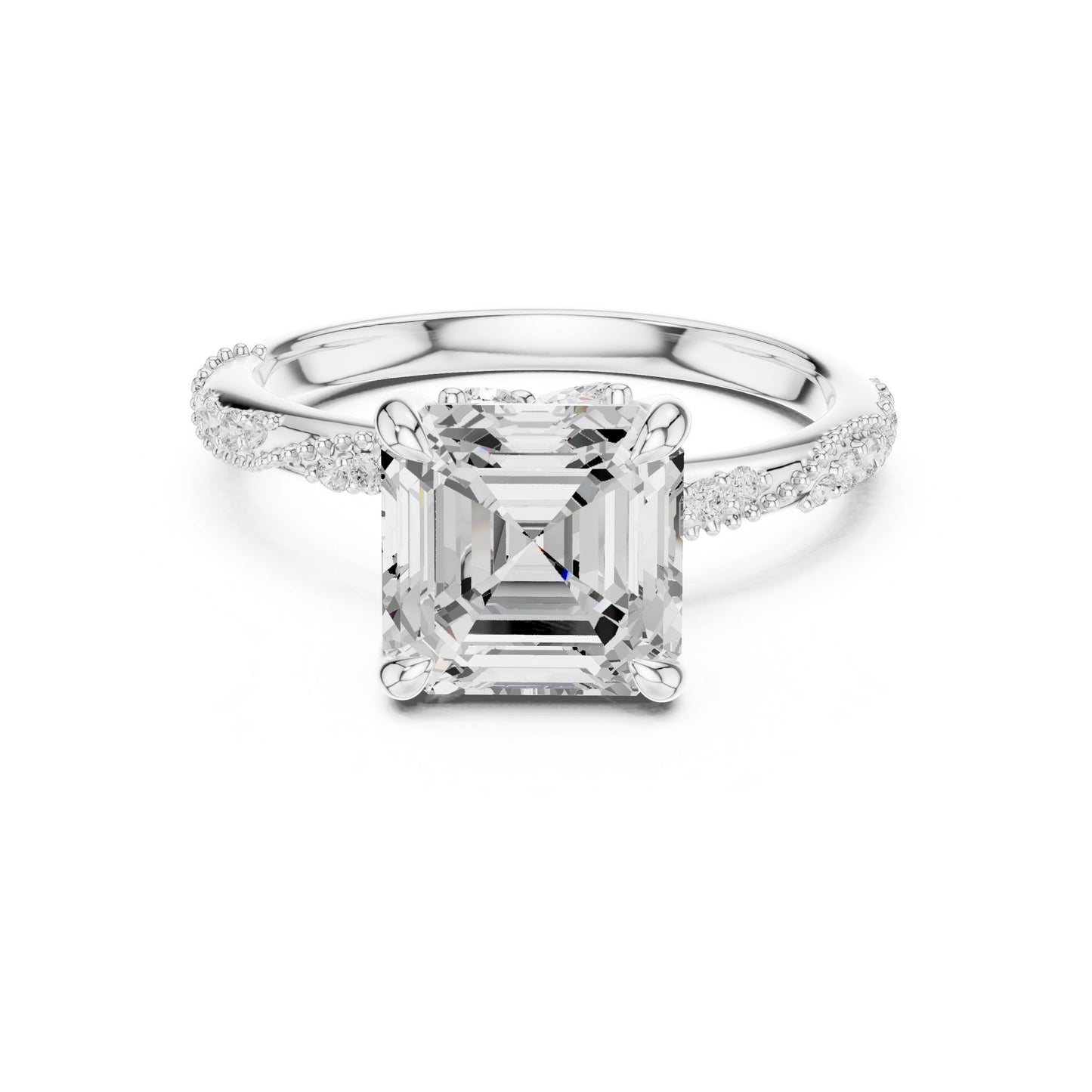 Cushion Lab Grown Diamond Pave Engagement Ring