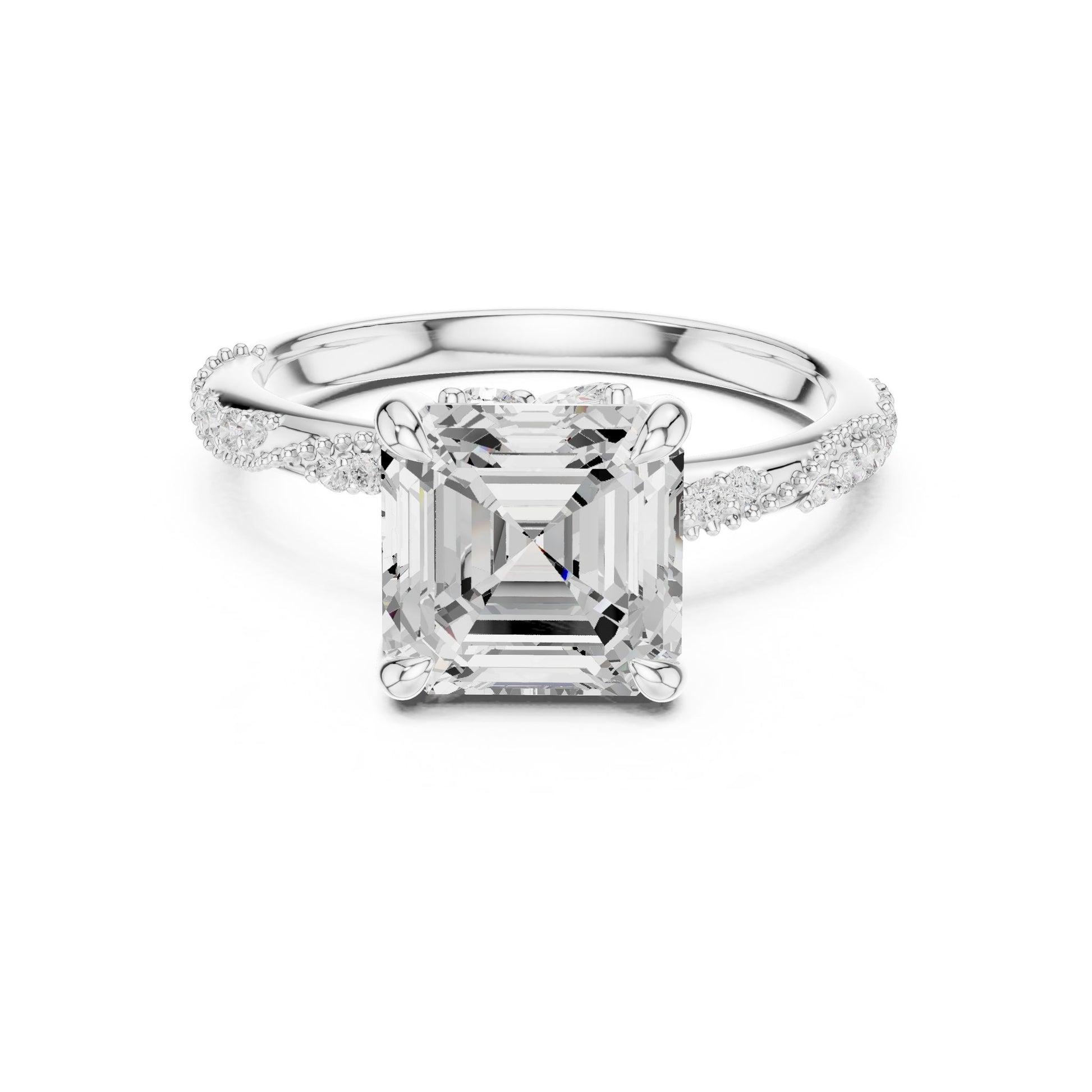 Cushion Lab Grown Diamond Pave Engagement Ring