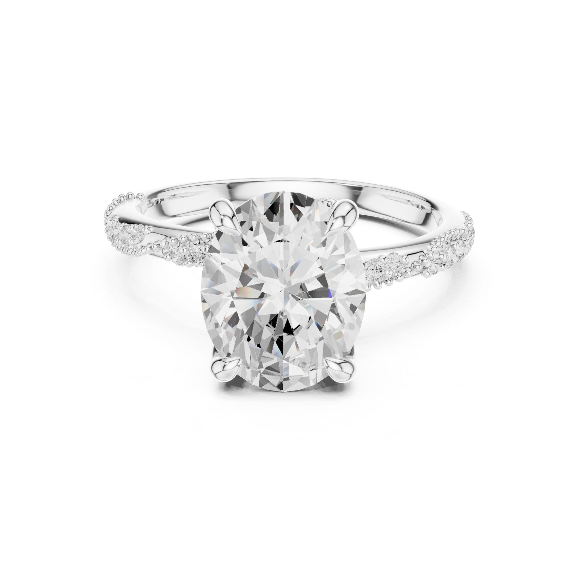 Cushion Lab Grown Diamond Pave Engagement Ring