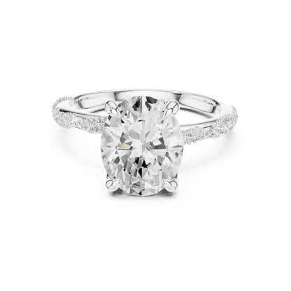 Cushion Lab Grown Diamond Pave Engagement Ring