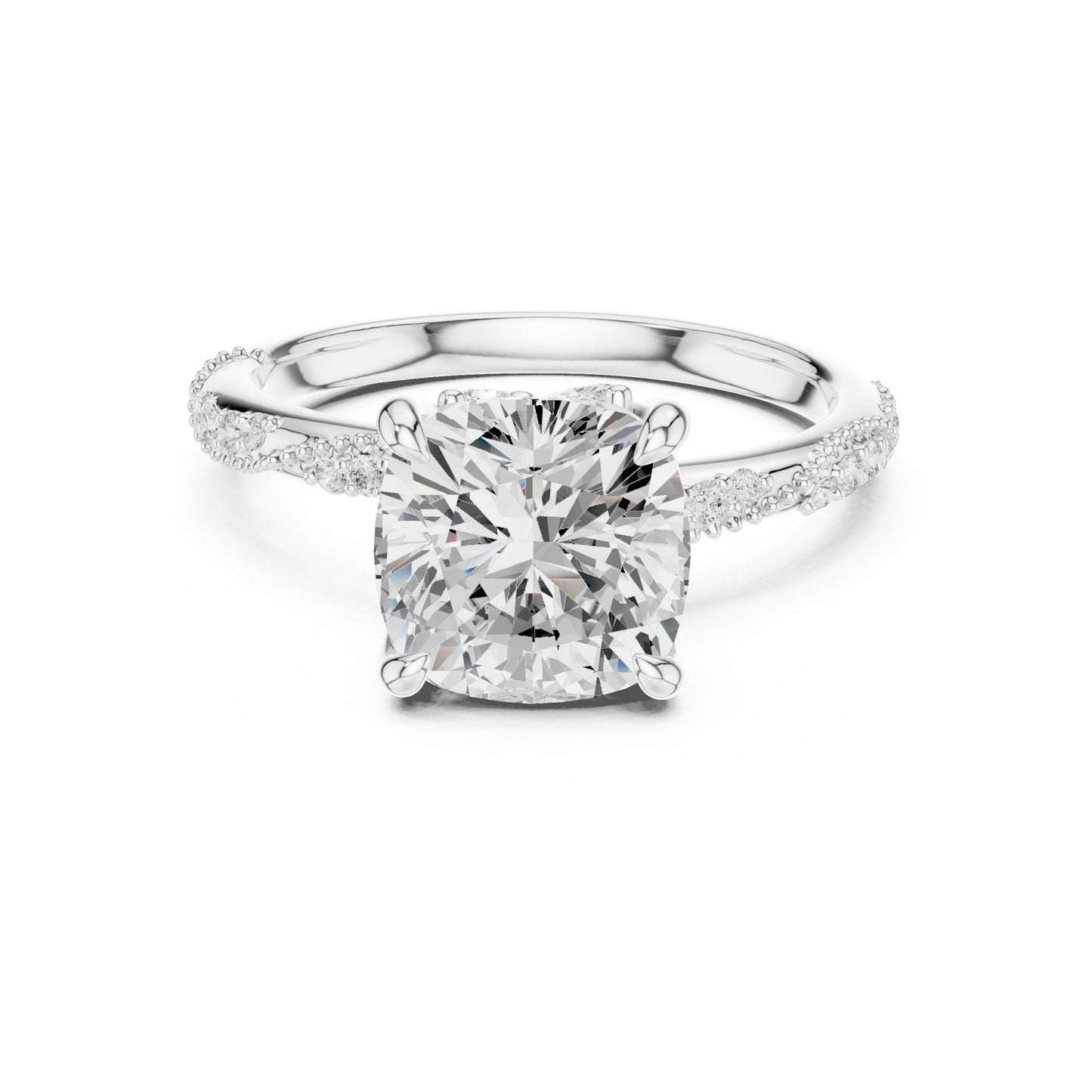 Cushion Lab Grown Diamond Pave Engagement Ring