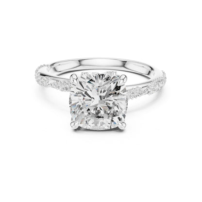 Cushion Lab Grown Diamond Pave Engagement Ring